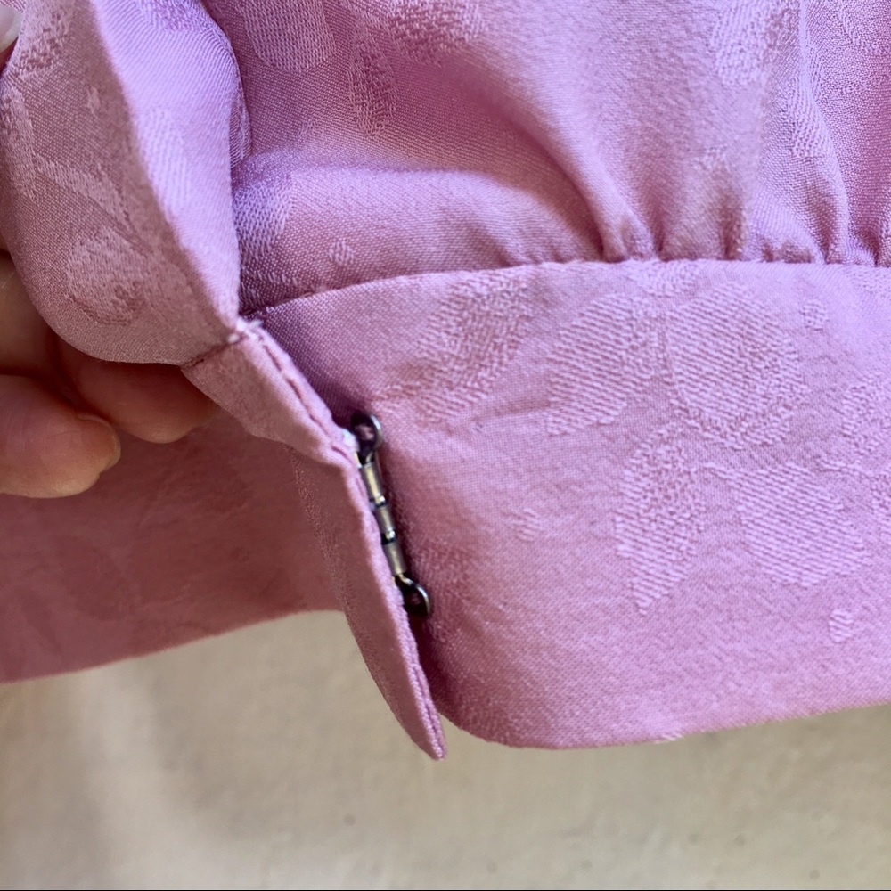 Vintage 80s Pink Button Top Tie Jacket Puff Sleeve - Picture 6 of 8